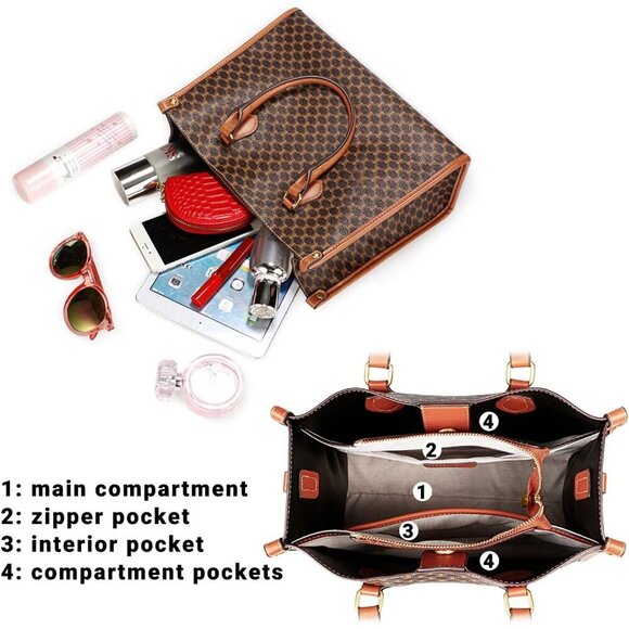 IBFUN Women’s Handbags – PU Leather Top Handle Satchel Tote Bags for Ladies - Picture 4 of 6